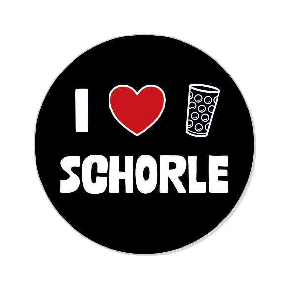 I love Dubbeglas Schorle Button Ø 25 mm, Schwarz