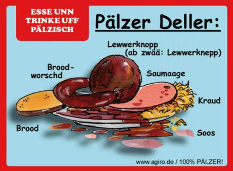 Pfälzer Teller Magnet - Essen und Trinken auf Pfälzsich