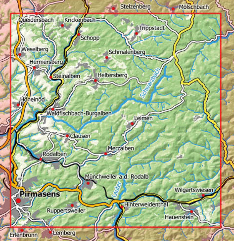 Pfälzerwald Wanderkarte Blatt 5 - Pirmasens 1:25.000, Ausschnitt